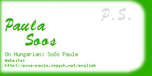 paula soos business card